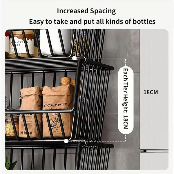 Carla Home Metal 5 Tier Rolling Vegetable And Fruit Basket Cart Stand For Kitchen Other Kitchen Storage