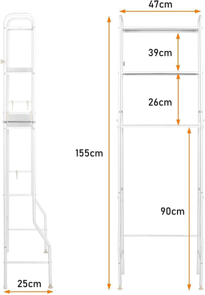 Carla Home 3 Tier Over The Toilet Storage Rack With Hooks & Paper Holder For Bathroom Laundry Room Racks & Hooks