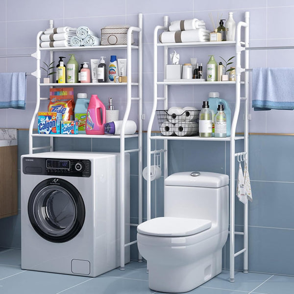 Carla Home 3 Tier Over The Toilet Storage Rack With Hooks & Paper Holder For Bathroom Laundry Room Racks & Hooks