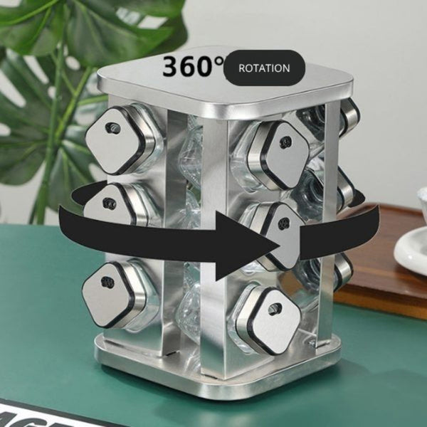 Carla Home Rotating Spice Rack Organizer With 20 Glass Jars For Kitchen Countertop Stainless Steel 25 X Cm. Spice Jars & Racks