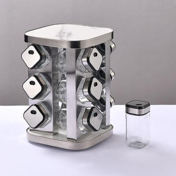 Carla Home Rotating Spice Rack Organizer With 20 Glass Jars For Kitchen Countertop Stainless Steel 25 X Cm. Spice Jars & Racks