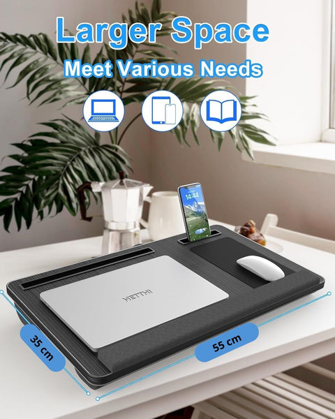 Carla Home Oversized Portable Lap Desk With Cushionmouse Pad Tablet And Phone Holder Which Fits Up To 17 Inch Laptops For Bed Or Sofa (Black) Laptop D
