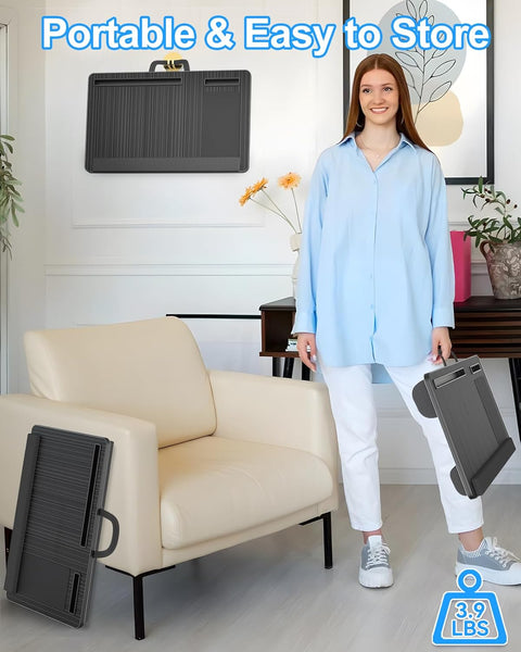 Carla Home Oversized Portable Lap Desk With Cushionmouse Pad Tablet And Phone Holder Which Fits Up To 17 Inch Laptops For Bed Or Sofa (Black) Laptop D
