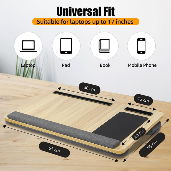 Carla Home Oversized Portable Lap Desk With Cushionmouse Pad Tablet And Phone Holder Which Fits Up To 17 Inch Laptops For Bed Or Sofa (Brown) Laptop D