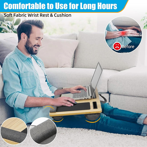 Carla Home Oversized Portable Lap Desk With Cushionmouse Pad Tablet And Phone Holder Which Fits Up To 17 Inch Laptops For Bed Or Sofa (Brown) Laptop D