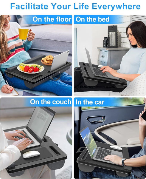 Carla Home Oversized Portable Lap Desk With Cushionmouse Pad Tablet And Phone Holder Which Fits Up To 17 Inch Laptops For Bed Or Sofa (Brown) Laptop D