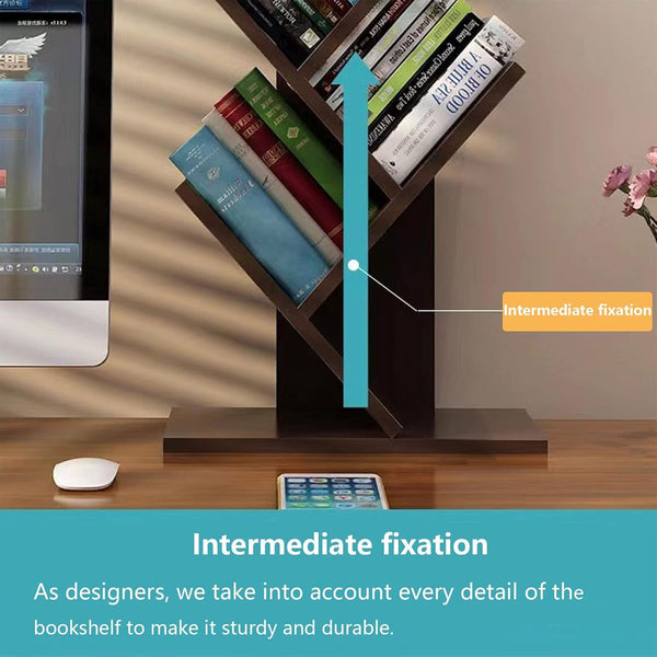 Carla Home 5 Tier Tree Bookshelf Storage Rack For Office Or Bedroom (Black) Bookshelves