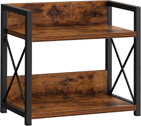 Carla Home 2 Tier Countertop Shelf Organizer Rustic Wood Kitchen Spice Rack For Storage Condiments & Cabinet Organization Spice Jars & Racks