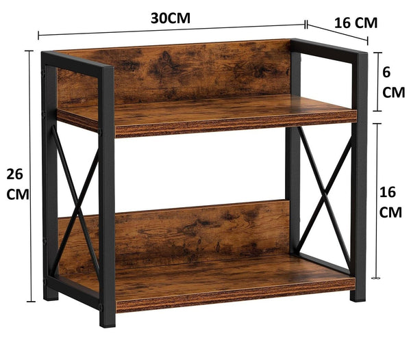Carla Home 2 Tier Countertop Shelf Organizer Rustic Wood Kitchen Spice Rack For Storage Condiments & Cabinet Organization Spice Jars & Racks