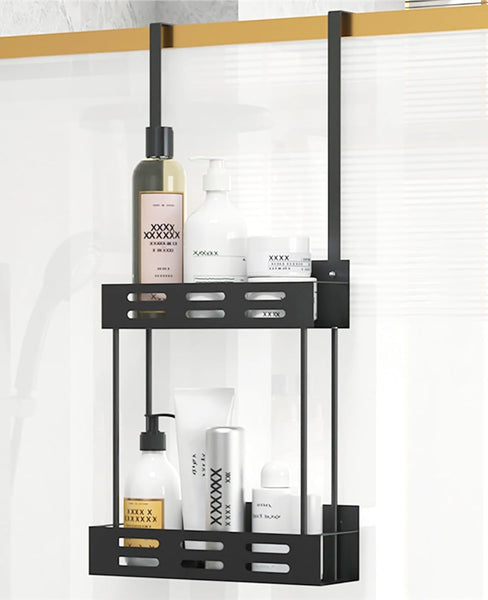 Carla Home Over The Door 2 Tier Shower Caddy Organizer Shelf With Hooks For Bathroom Bath Caddies & Trays