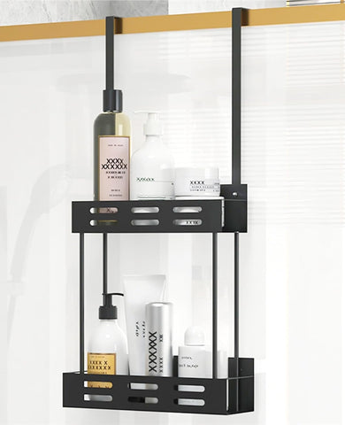Carla Home Over The Door 2 Tier Shower Caddy Organizer Shelf With Hooks For Bathroom Bath Caddies & Trays