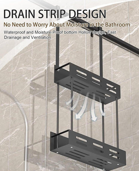 Carla Home Over The Door 2 Tier Shower Caddy Organizer Shelf With Hooks For Bathroom Bath Caddies & Trays