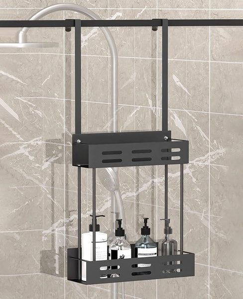 Carla Home Over The Door 2 Tier Shower Caddy Organizer Shelf With Hooks For Bathroom Bath Caddies & Trays