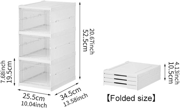 Carla Home 3 Tier Stackable Shoe Storage Box Organizer With Clear Door For Closet Entryway Cabinet Shoe Organisers