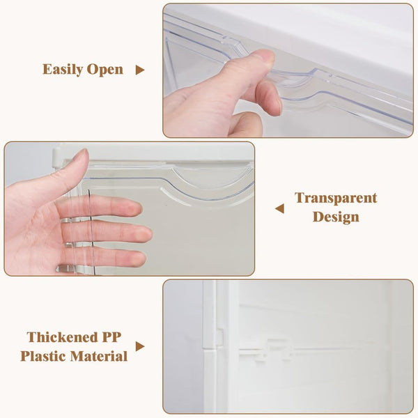 Carla Home 3 Tier Stackable Shoe Storage Box Organizer With Clear Door For Closet Entryway Cabinet Shoe Organisers