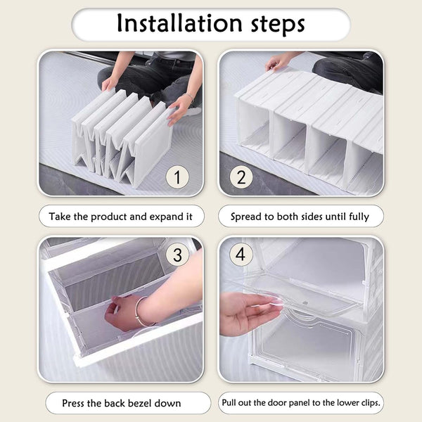 Carla Home 3 Tier Stackable Shoe Storage Box Organizer With Clear Door For Closet Entryway Cabinet Shoe Organisers