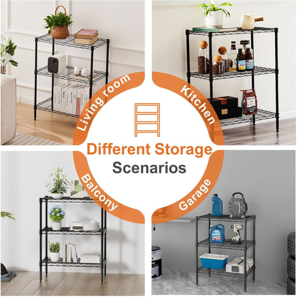 Carla Home 3 Tier Adjustable Metal Storage Shelves Wire Rack Organiser For Kitchen Pantry Bathroom Laundry Room (45Cm X 40Cm D 103Cm H) Racks & Holder