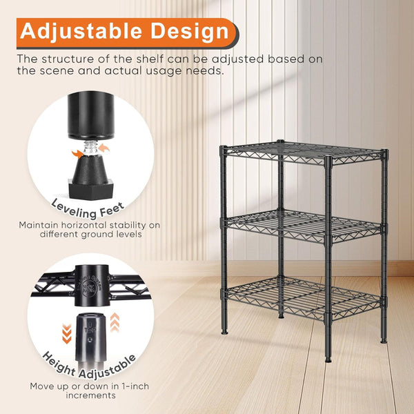 Carla Home 3 Tier Adjustable Metal Storage Shelves Wire Rack Organiser For Kitchen Pantry Bathroom Laundry Room (45Cm X 40Cm D 103Cm H) Racks & Holder