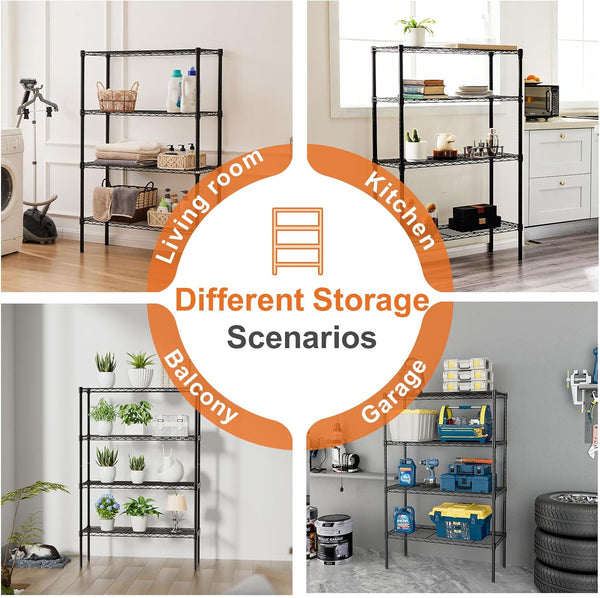 Carla Home 4 Tier Adjustable Metal Storage Shelves Wire Rack Organizer For Kitchen Pantry Bathroom Laundry Room (60Cm X 40Cm D 140 H) Other Kitchen St