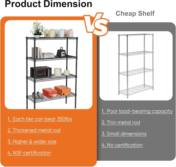 Carla Home 4 Tier Adjustable Metal Storage Shelves Wire Rack Organizer For Kitchen Pantry Bathroom Laundry Room (60Cm X 40Cm D 140 H) Other Kitchen St