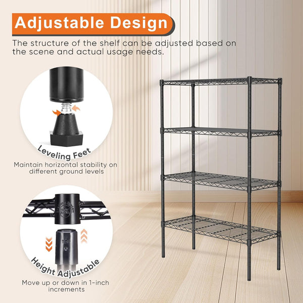 Carla Home 4 Tier Adjustable Metal Storage Shelves Wire Rack Organizer For Kitchen Pantry Bathroom Laundry Room (60Cm X 40Cm D 140 H) Other Kitchen St