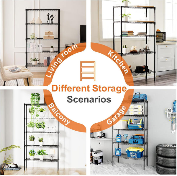 Carla Home 5 Tier Adjustable Metal Storage Shelves Wire Rack Organizer For Kitchen Pantry Bathroom Laundry Room (60Cm X 40Cm D 145Cm H) Other Kitchen