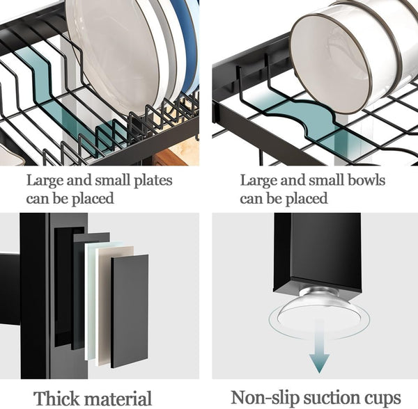 Carla Home Adjustable Over The Sink Dish Drying Rack With Utensil Holder Hooks & Cutting Board For Kitchen Counter Storage Sink Organisers