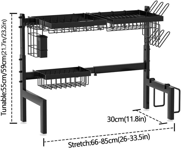 Carla Home Adjustable Over The Sink Dish Drying Rack With Utensil Holder Hooks & Cutting Board For Kitchen Counter Storage Sink Organisers