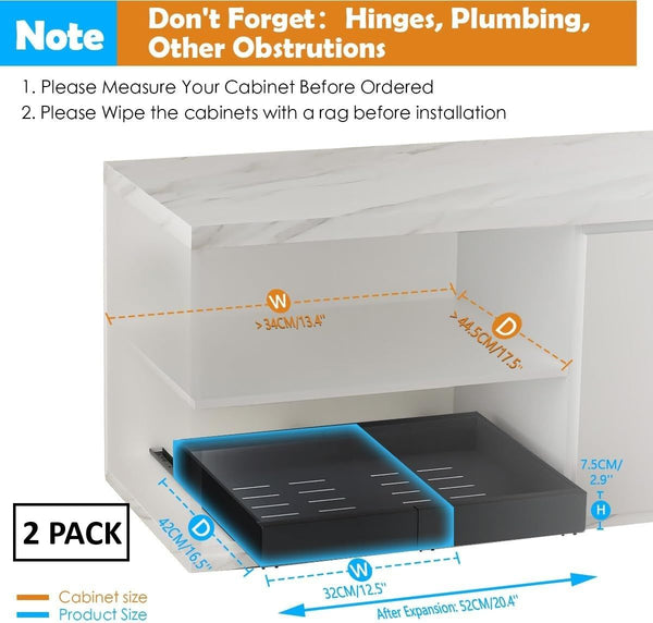 Carla Home 2 Pack Pull Out Cabinet Organizer Expandable For Cabinets With Adjustable Slide Shelves And Easy Installation (Grey) Drawer Organisers