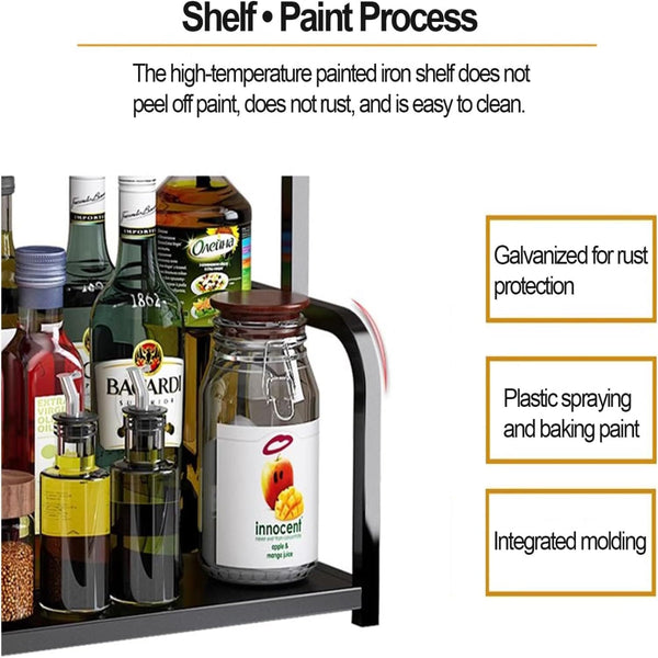 Carla Home 2 Tier Wooden Kitchen Countertop Spice Rack For Storage Of Condiments Oils Jars & Seasoning Bottles Spice Jars & Racks