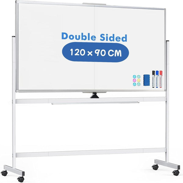 Carla Home Double Sided Magnetic Whiteboard 120X90cm With Wheels Reversible Design For School Office & Whiteboard Markets