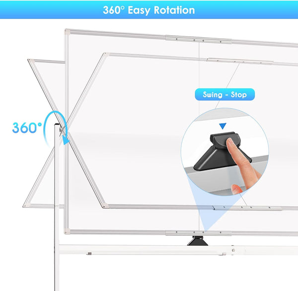 Carla Home Double Sided Magnetic Whiteboard 120X90cm With Wheels Reversible Design For School Office & Whiteboard Markets