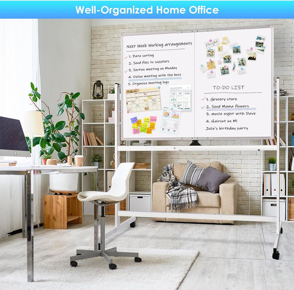 Carla Home Double Sided Magnetic Whiteboard 120X90cm With Wheels Reversible Design For School Office & Whiteboard Markets