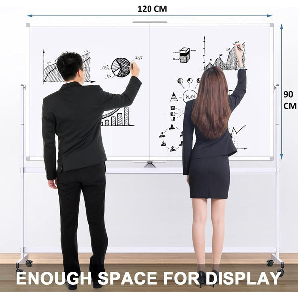 Carla Home Double Sided Magnetic Whiteboard 120X90cm With Wheels Reversible Design For School Office & Whiteboard Markets