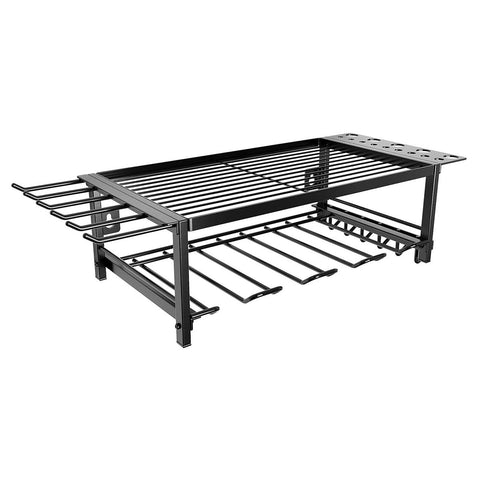 Carla Home 2 Tier Power Tool Rack Organiser Wall Mount With Drill Holder & Wrench Hooks For Cordless Tools Workshop Organisation Tool Storage Organise