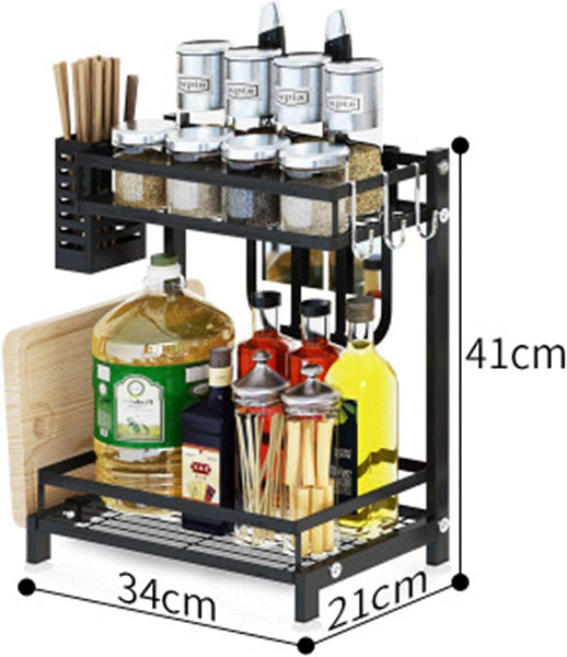 Carla Home 2 Tier Kitchen Spice Rack Organizer Storage Shelf For Condiments Oil Bottles Utensils Cutting Board & More Spice Jars & Racks
