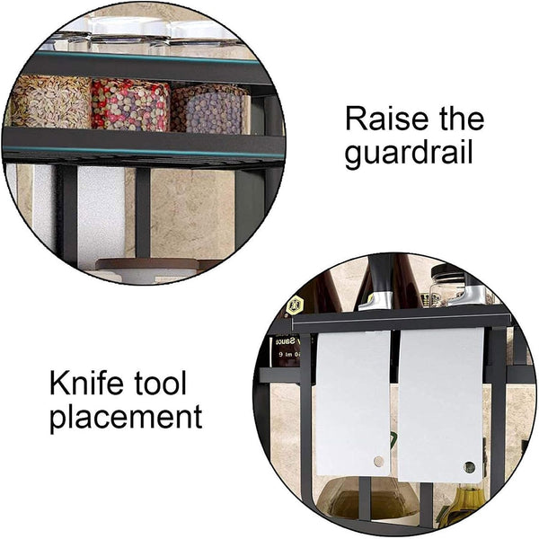 Carla Home 2 Tier Kitchen Spice Rack Organizer Storage Shelf For Condiments Oil Bottles Utensils Cutting Board & More Spice Jars & Racks