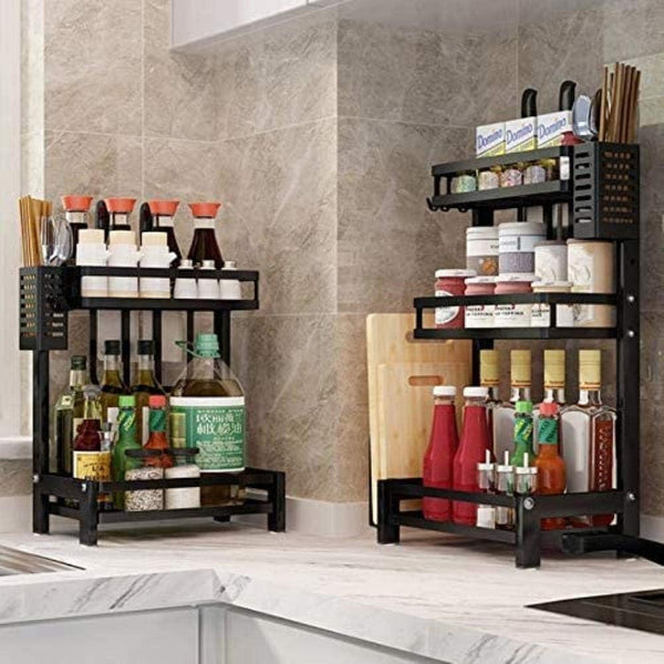 Carla Home 2 Tier Kitchen Spice Rack Organizer Storage Shelf For Condiments Oil Bottles Utensils Cutting Board & More Spice Jars & Racks