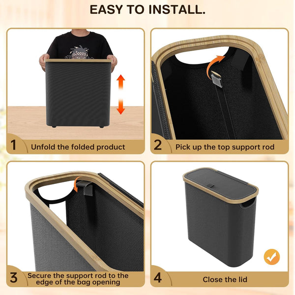 Carla Home 2 Pack Toilet Paper Storage Basket Holds Up 12 Rolls With Bamboo Lid And Handle For Rv Closet (Black) Toilet Paper Holders & Storage