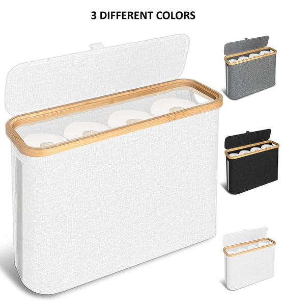 Carla Home 2 Pack Toilet Paper Storage Basket Holds Up 12 Rolls With Bamboo Lid And Handle For Rv Closet (Black) Toilet Paper Holders & Storage