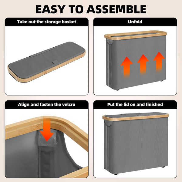 Carla Home 2 Pack Toilet Paper Storage Basket Holds Up 12 Rolls With Bamboo Lid And Handle For Rv Closet (Grey) Toilet Paper Holders & Storage