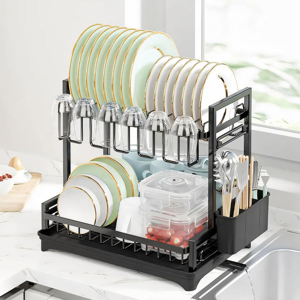 Carla Home Dish Drying Rack 2 Tier Kitchen Drainer With Drainboard Other Kitchen Storage