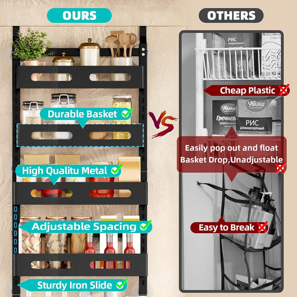 Carla Home 6 Tier Over The Door Organizer With Adjustable Metal Pantry Storage Rack And Hanging Baskets For Kitchen Bathroom Other Kitchen Storage