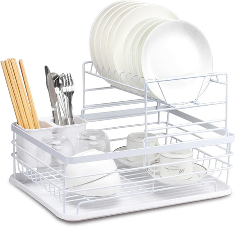 Carla Home 2 Tier Dish Drying Rack For Kitchen Counter With Removable Drip Tray Utensil Holder And Cutlery Organizer Other Kitchen Storage