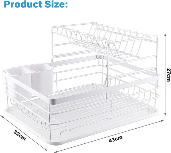 Carla Home 2 Tier Dish Drying Rack For Kitchen Counter With Removable Drip Tray Utensil Holder And Cutlery Organizer Other Kitchen Storage