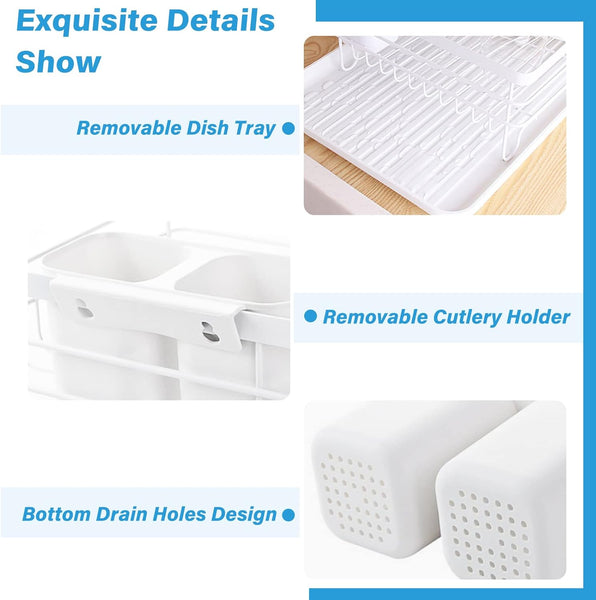 Carla Home 2 Tier Dish Drying Rack For Kitchen Counter With Removable Drip Tray Utensil Holder And Cutlery Organizer Other Kitchen Storage