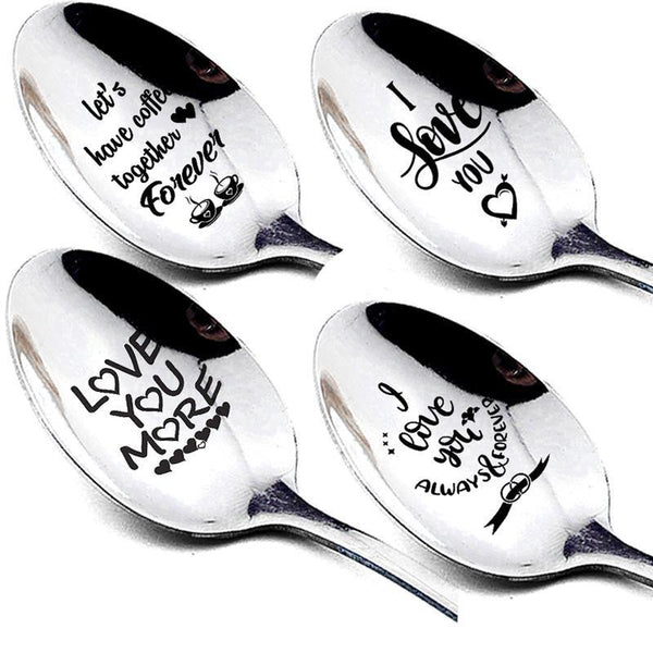 Valentine's Day Gift Stainless Steel Long Handle Spoon With Love Quotes Spoons