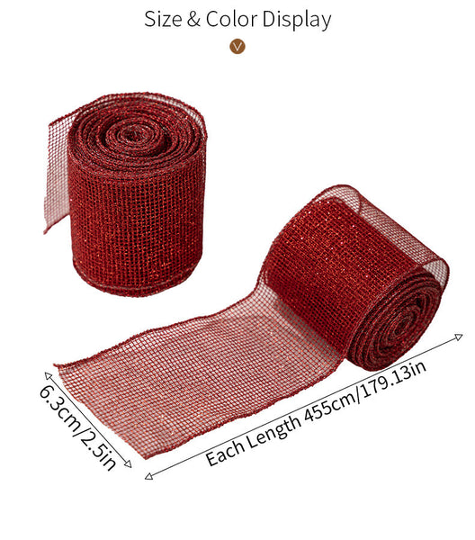 Christmas Tree Ribbon Roll Diy Decorative Bow Satin Red Tulle Gift Box Decoration Seasonal Decorations