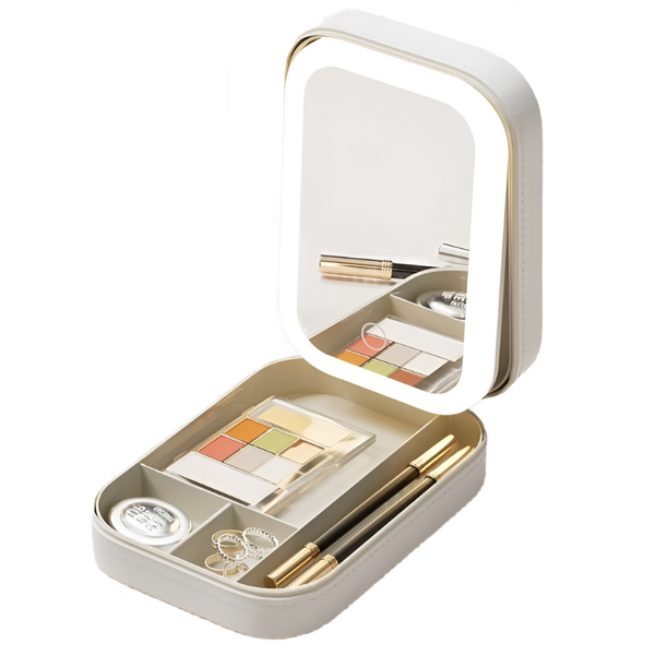 Makeup Storage Box With Led Light Mirror Portable Travel Organizer Makeup Bags & Cases