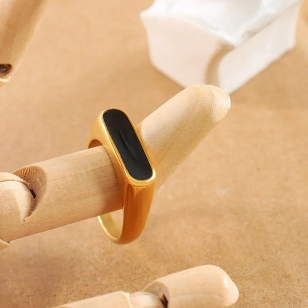 French Fashion Exaggerated Geometric Weight Glazed Element Ring Rings